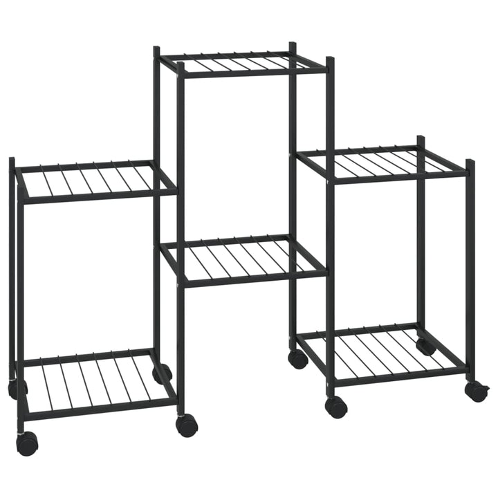 Suport Pentru Flori Cu Roți, 83X25X63,5 Cm, Negru, Fier