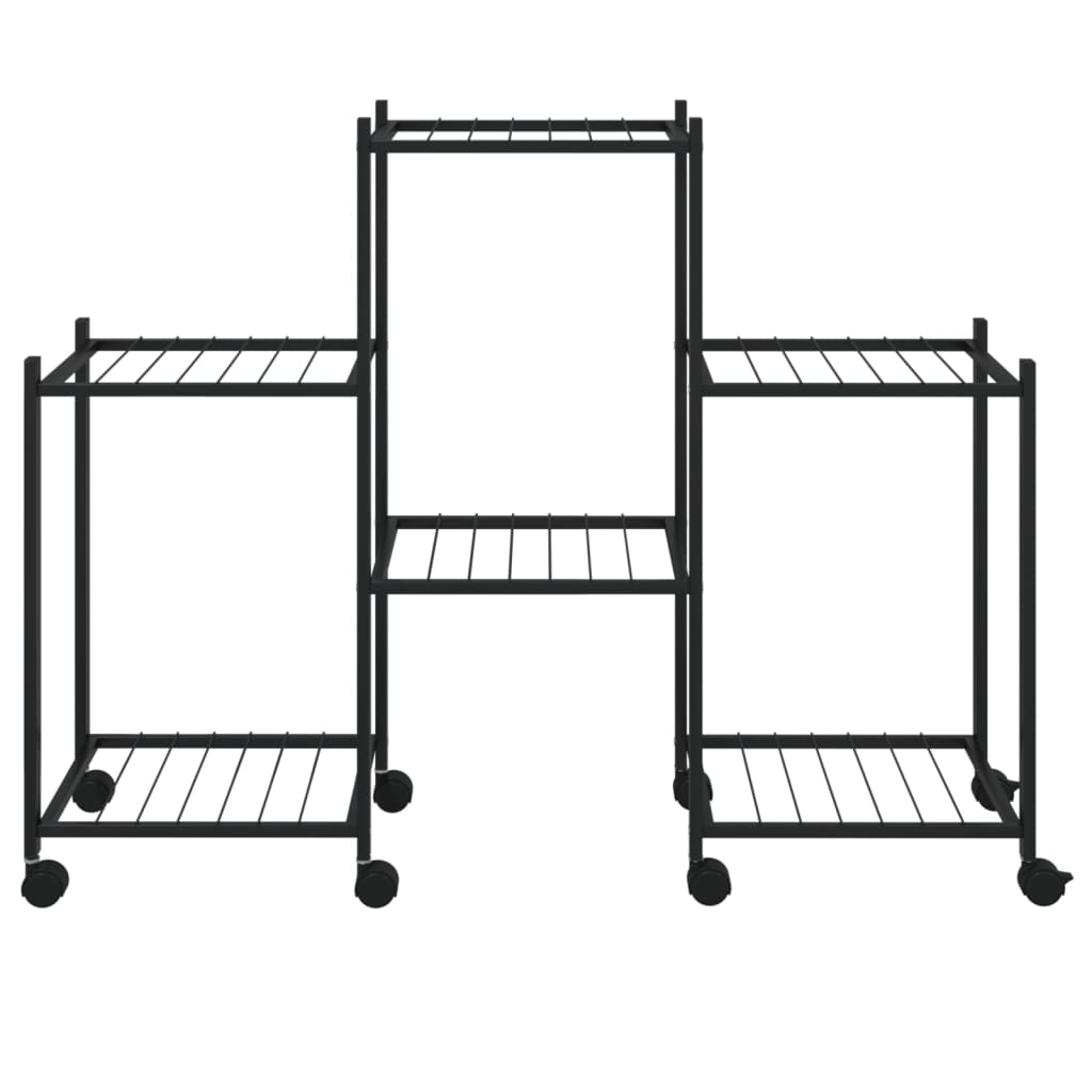 Suport Pentru Flori Cu Roți, 83X25X63,5 Cm, Negru, Fier