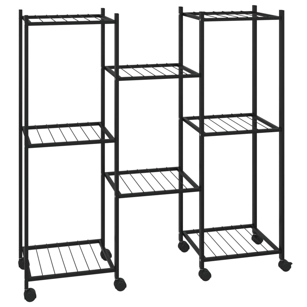 Suport Pentru Flori Cu Roți, 83X25X83,5 Cm, Negru, Fier
