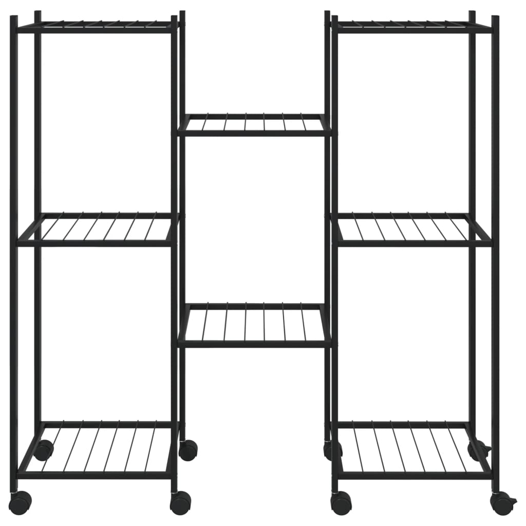 Suport Pentru Flori Cu Roți, 83X25X83,5 Cm, Negru, Fier