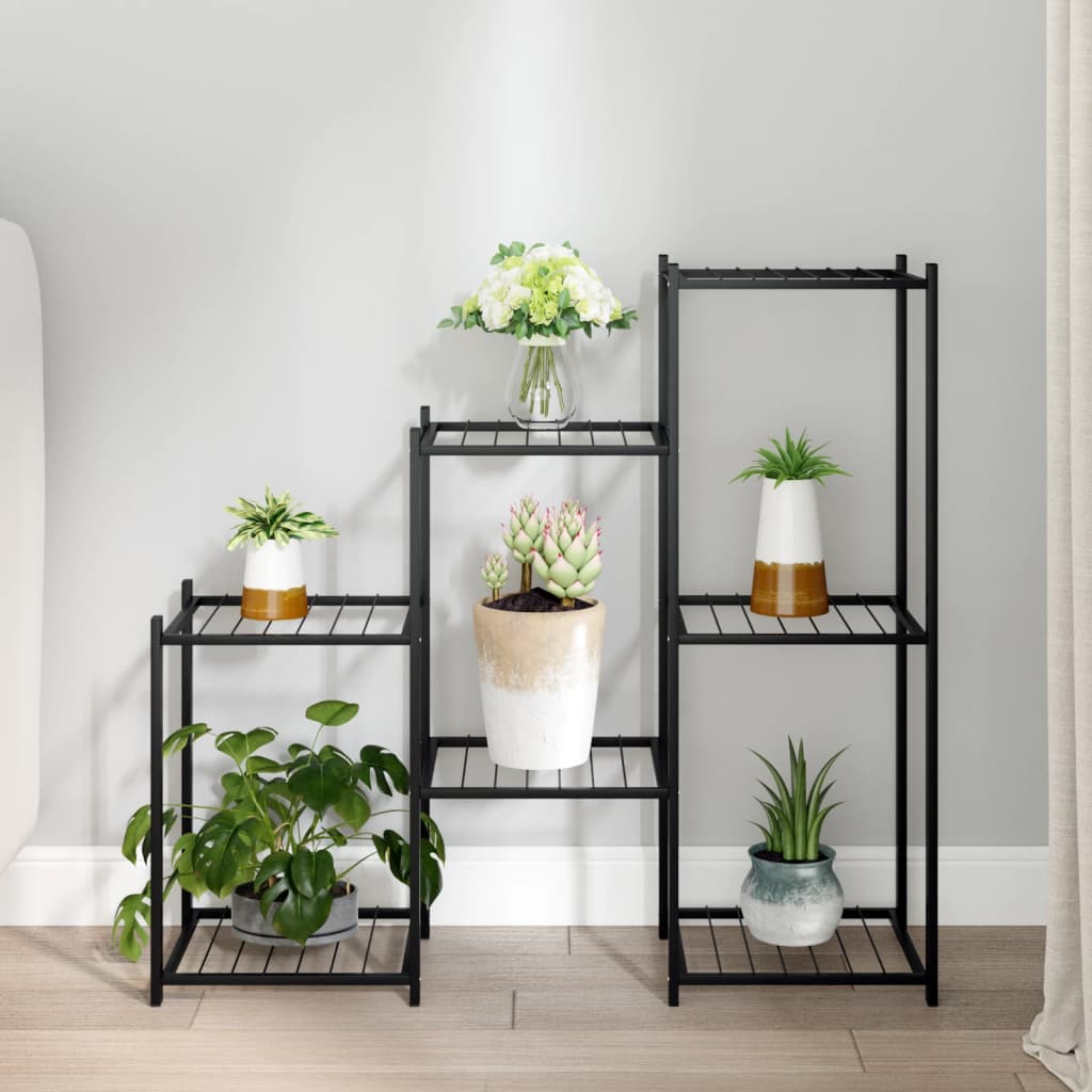Suport Pentru Flori Cu Roți, 83X25X83,5 Cm, Negru, Fier