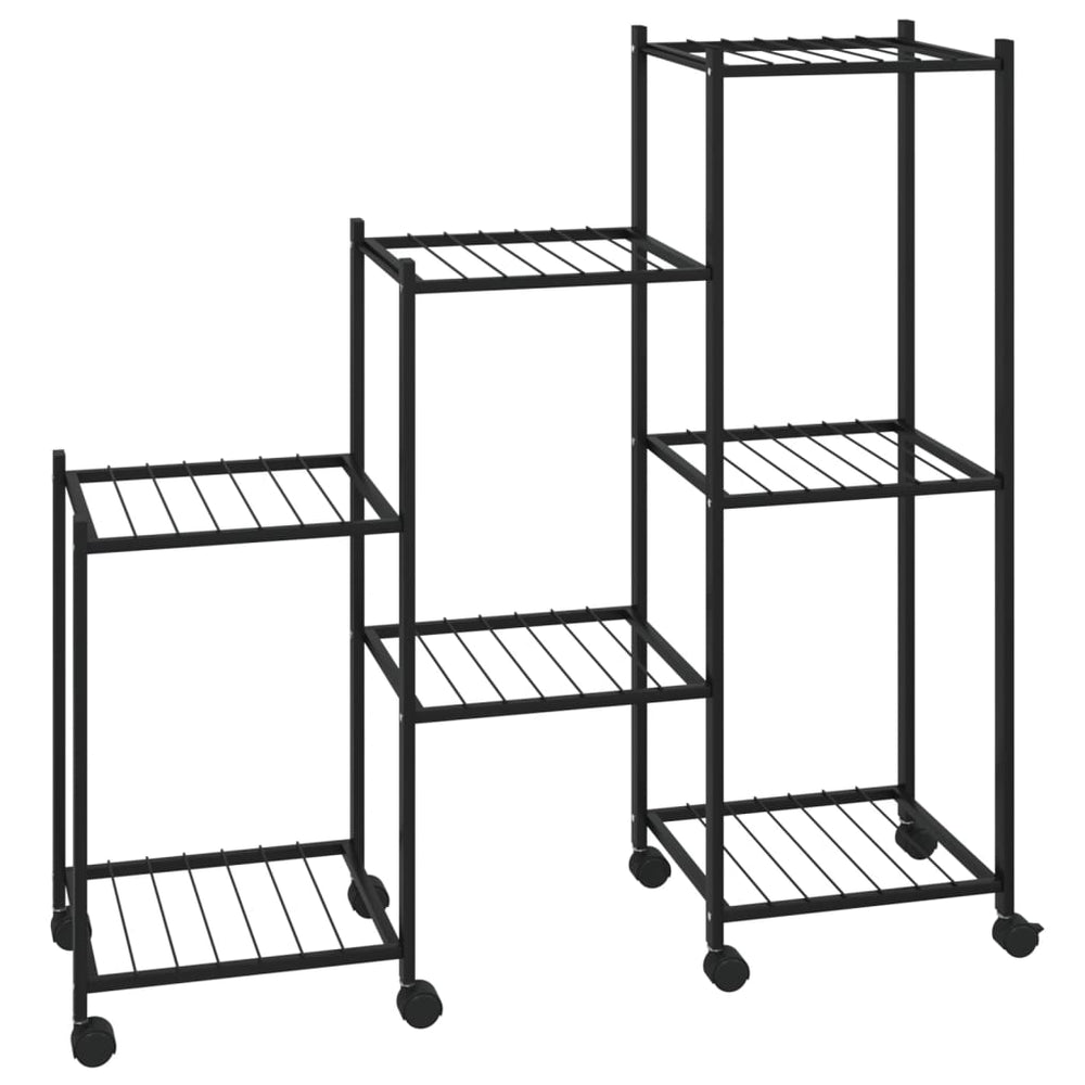 Suport Pentru Flori Cu Roți, 83X25X83,5 Cm, Negru, Fier