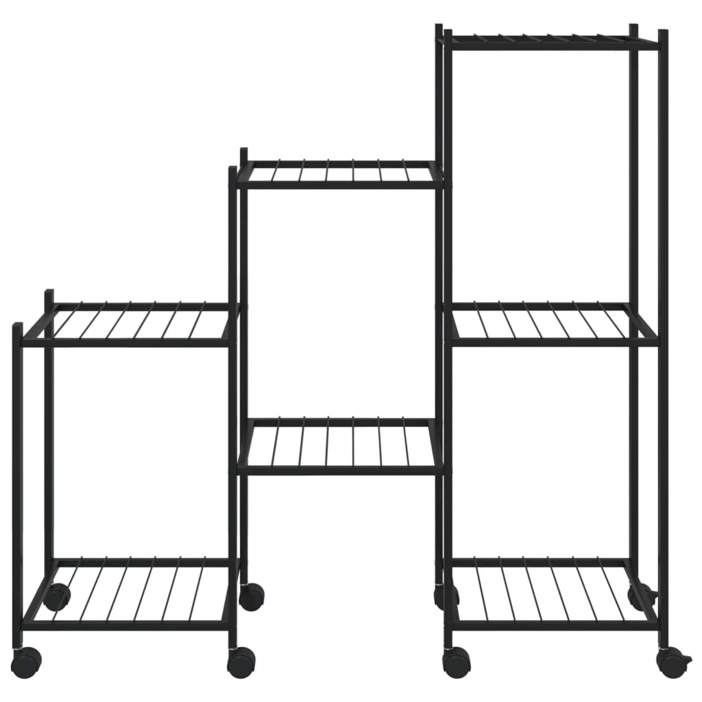 Suport Pentru Flori Cu Roți, 83X25X83,5 Cm, Negru, Fier