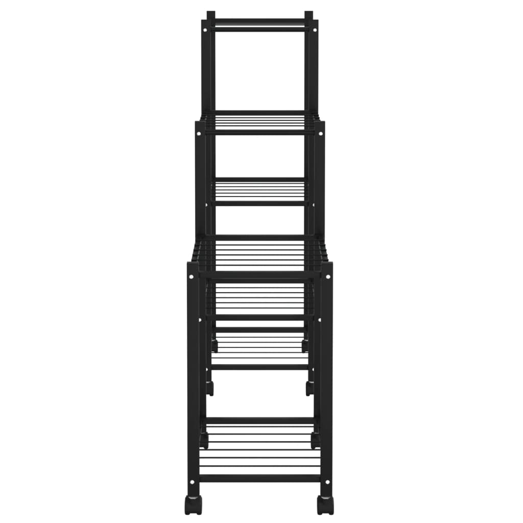 Suport Pentru Flori Cu Roți, 83X25X83,5 Cm, Negru, Fier