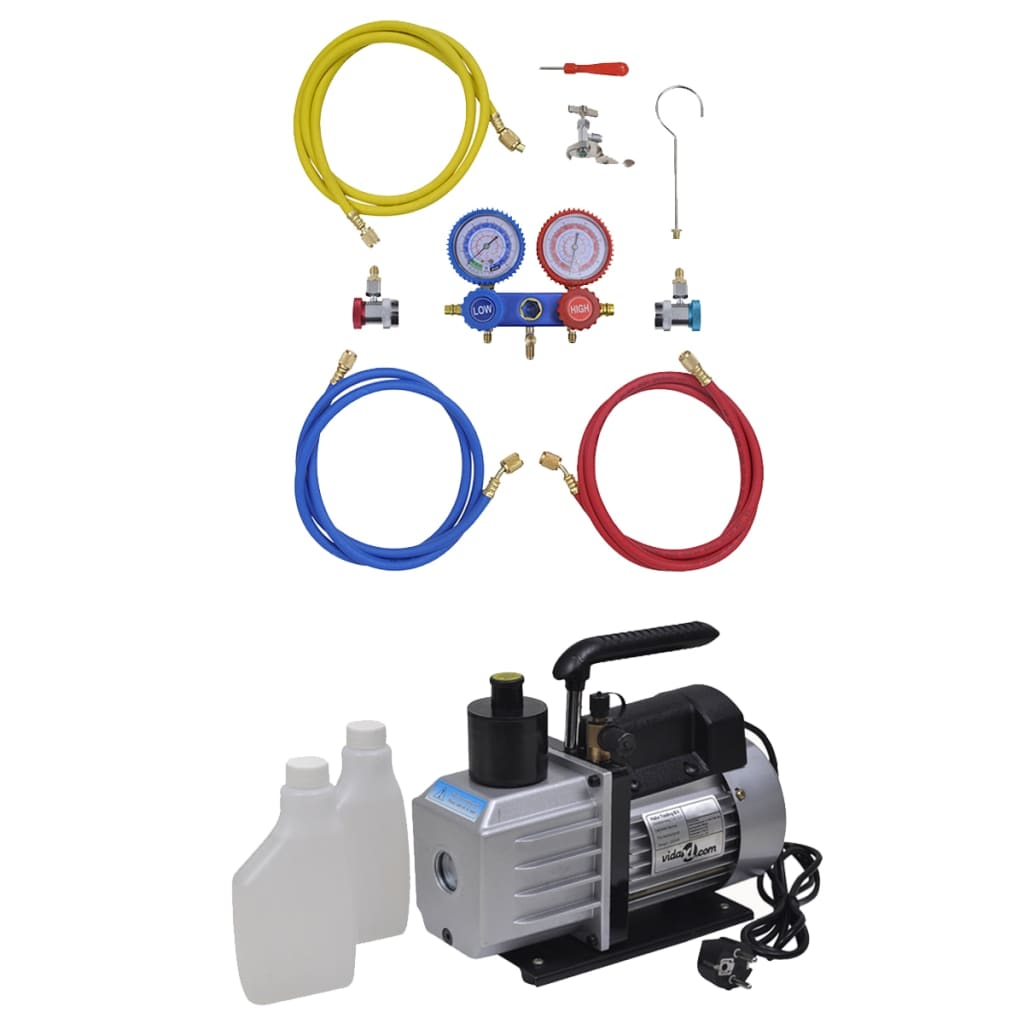 Pompă De Vid 50 L/Min Cu Set De Manometre În Set Scule