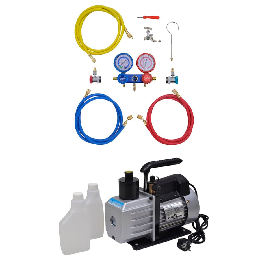 Pompă De Vid 50 L/Min Cu Set De Manometre În Set Scule
