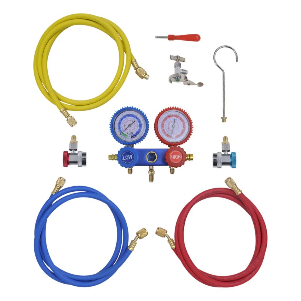 Pompă De Vid 50 L/Min Cu Set De Manometre În Set Scule