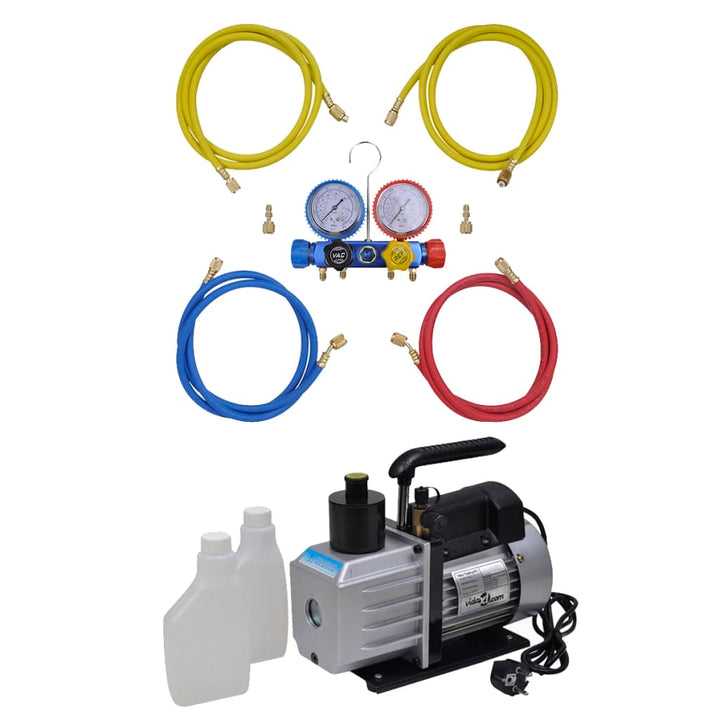 Pompă De Vid 50 L/Min Cu Set De Manometre În Set Scule