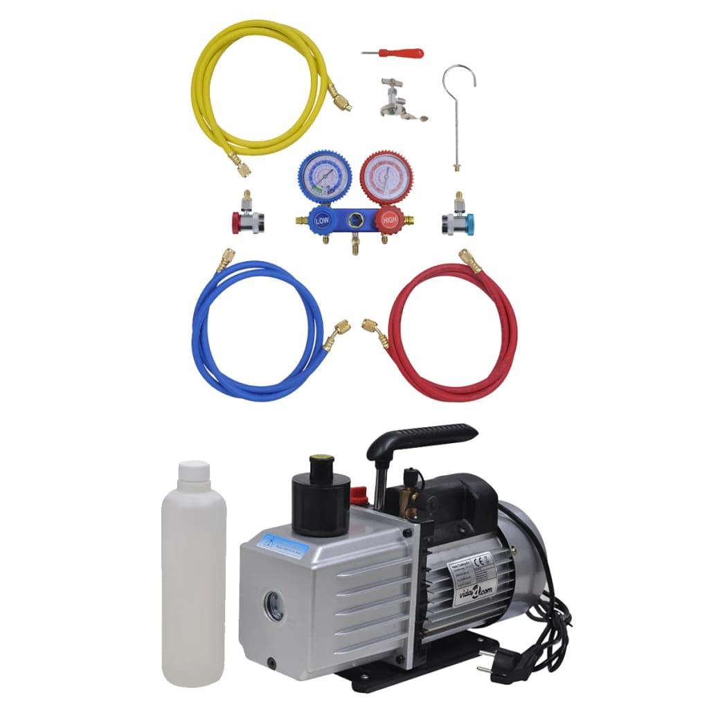Pompă De Vid 50 L/Min Cu Set De Manometre În Set Scule