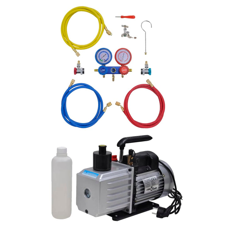 Pompă De Vid 50 L/Min Cu Set De Manometre În Set Scule