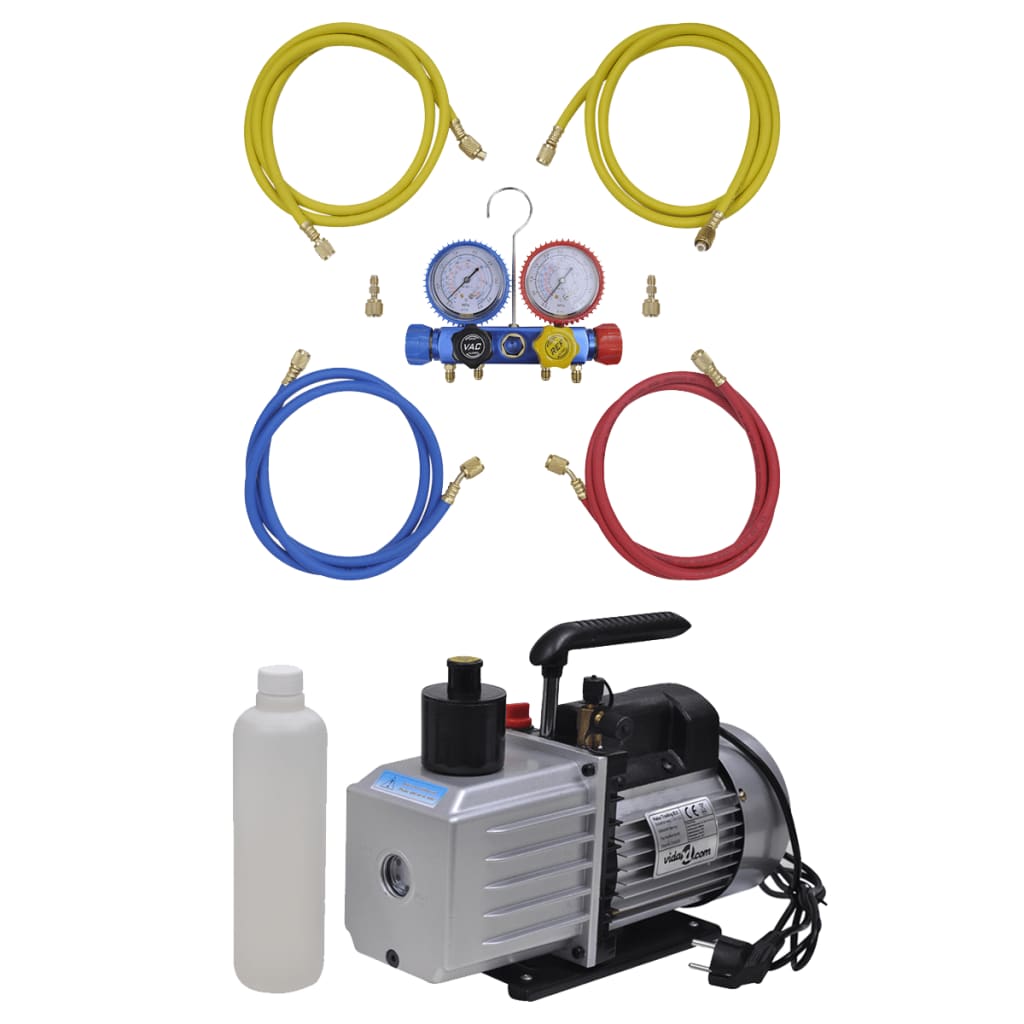 Pompă De Vid 50 L/Min Cu Set De Manometre În Set Scule