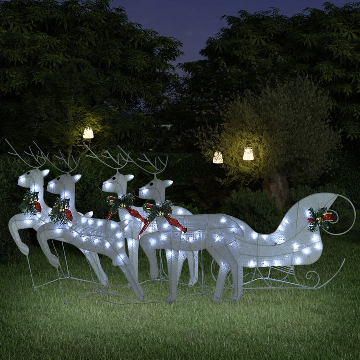 Decor De Crăciun Cu Reni Și Sanie, 60 Led-Uri Exterior