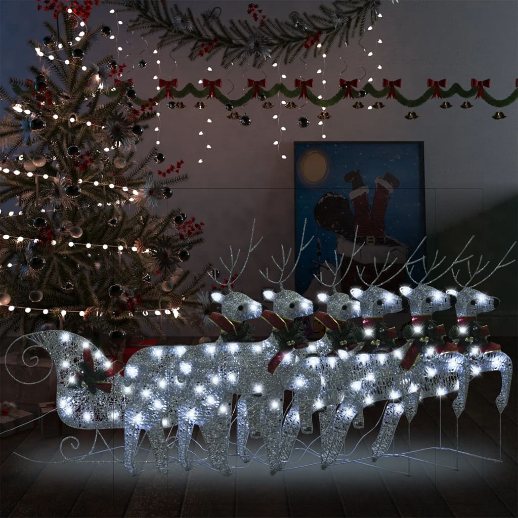 Decor De Crăciun Cu Reni Și Sanie, 60 Led-Uri Exterior