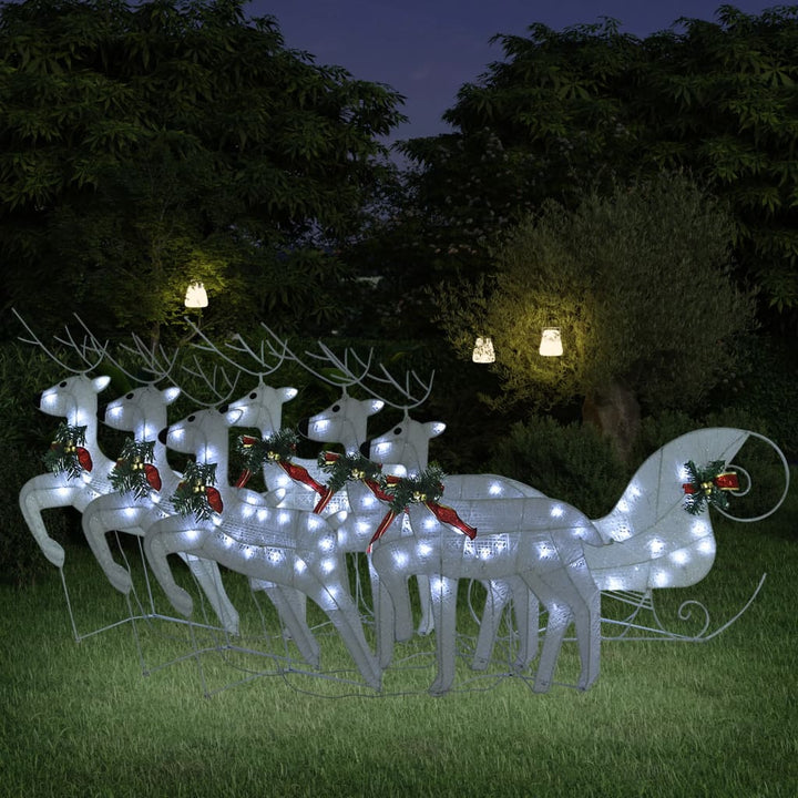 Decor De Crăciun Cu Reni Și Sanie, 60 Led-Uri Exterior