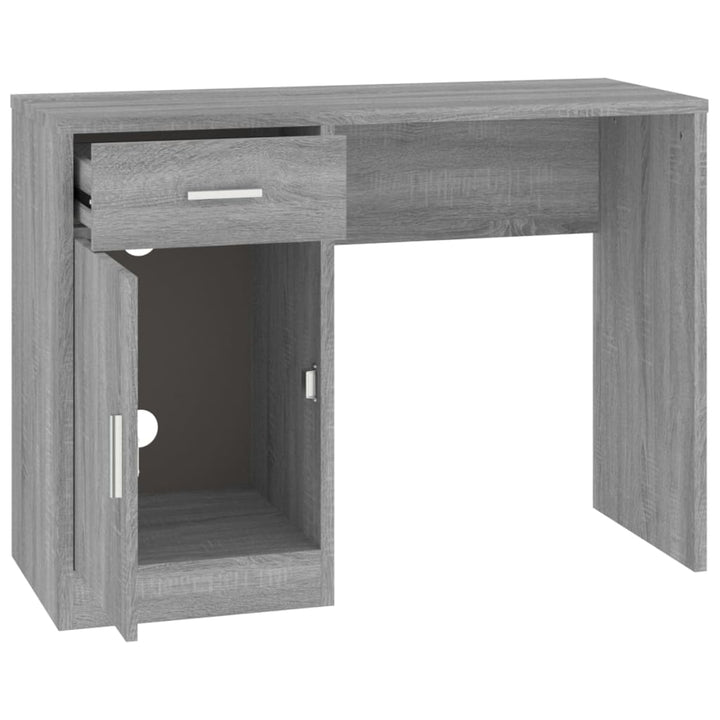 Birou Cu Sertar Și Dulap Gri Sonoma 100X40X73 Cm Lemn Prelucrat