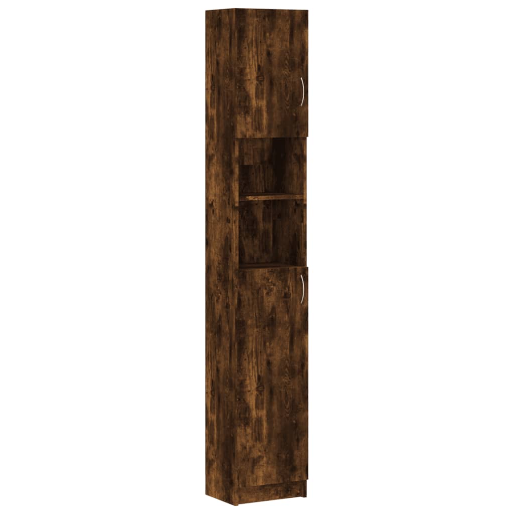 Dulap De Baie, Stejar Fumuriu, 32X25,5X190 Cm, Lemn Prelucrat