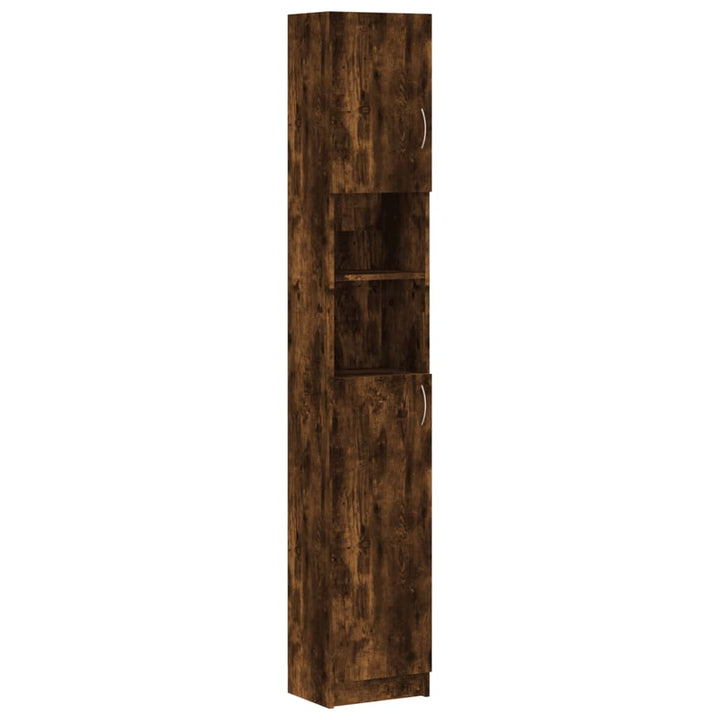 Dulap De Baie, Stejar Fumuriu, 32X25,5X190 Cm, Lemn Prelucrat