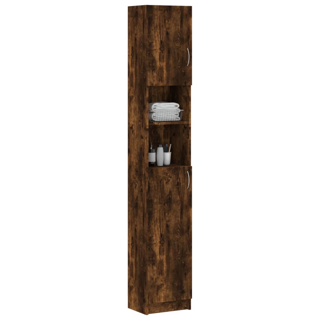 Dulap De Baie, Stejar Fumuriu, 32X25,5X190 Cm, Lemn Prelucrat
