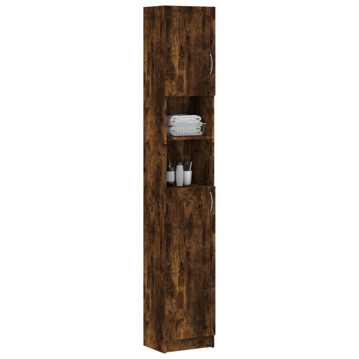 Dulap De Baie, Stejar Fumuriu, 32X25,5X190 Cm, Lemn Prelucrat
