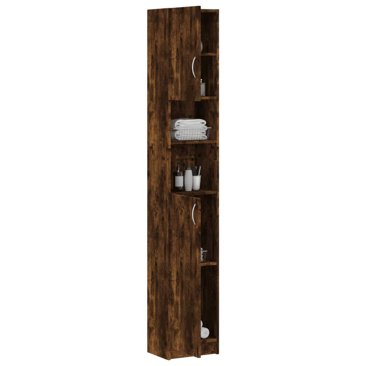 Dulap De Baie, Stejar Fumuriu, 32X25,5X190 Cm, Lemn Prelucrat