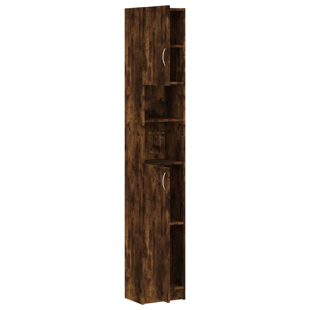 Dulap De Baie, Stejar Fumuriu, 32X25,5X190 Cm, Lemn Prelucrat