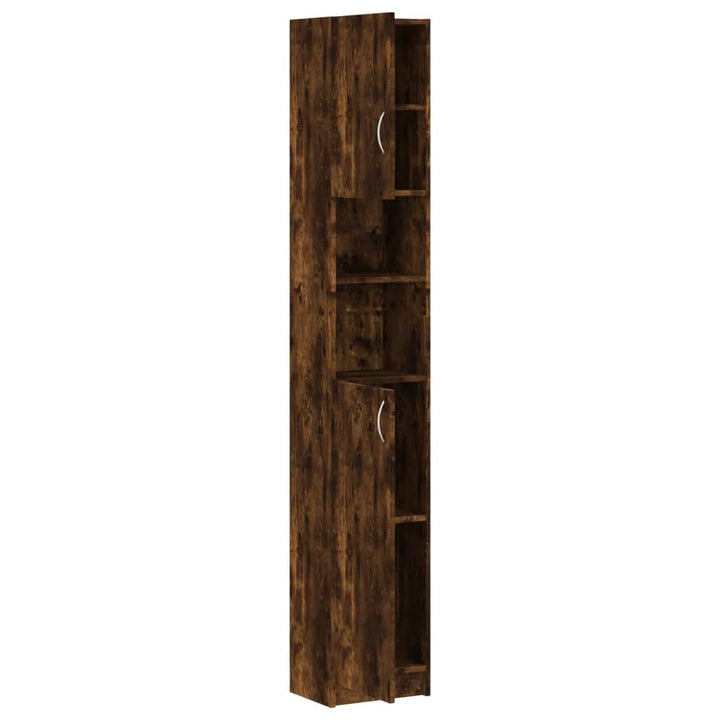 Dulap De Baie, Stejar Fumuriu, 32X25,5X190 Cm, Lemn Prelucrat