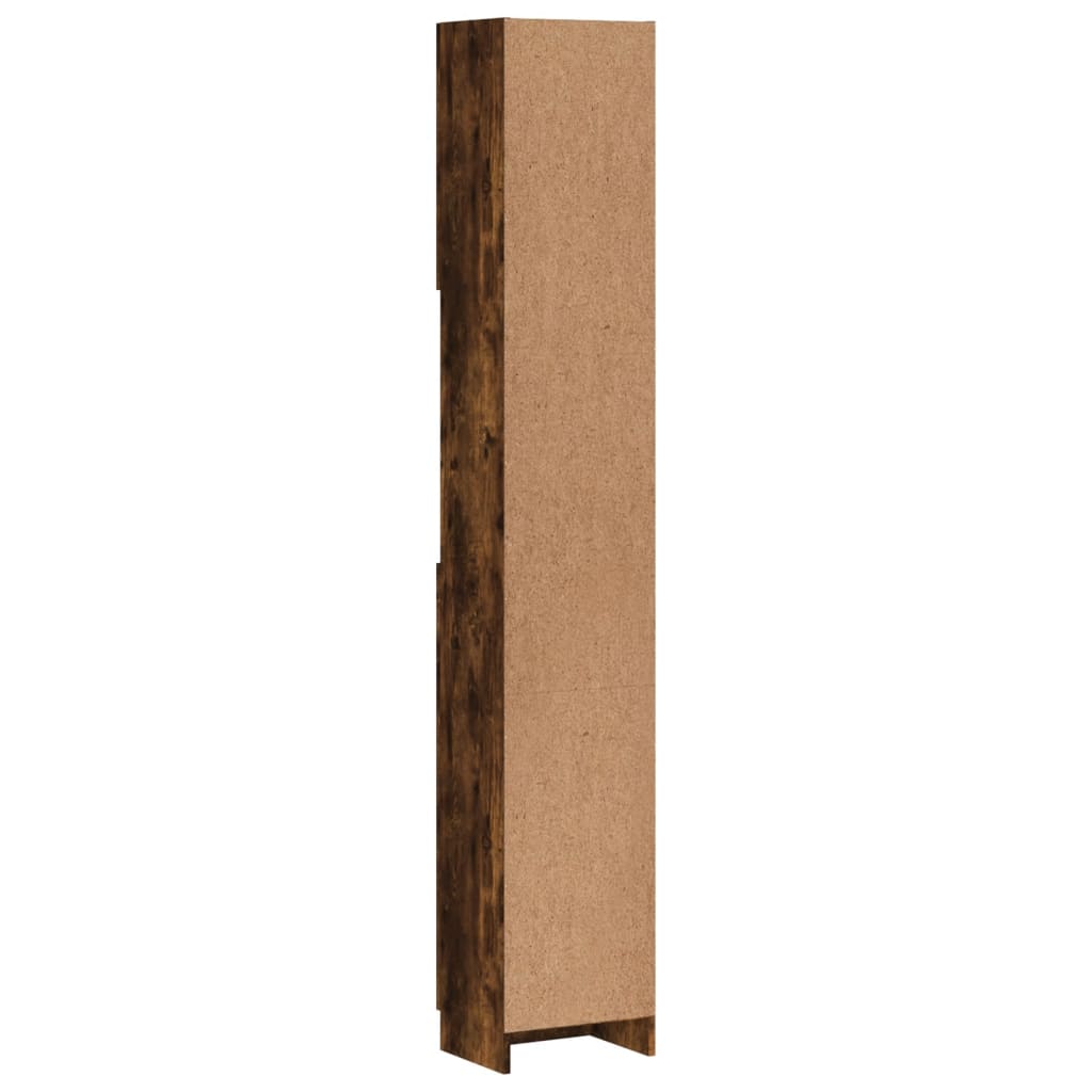 Dulap De Baie, Stejar Fumuriu, 32X25,5X190 Cm, Lemn Prelucrat