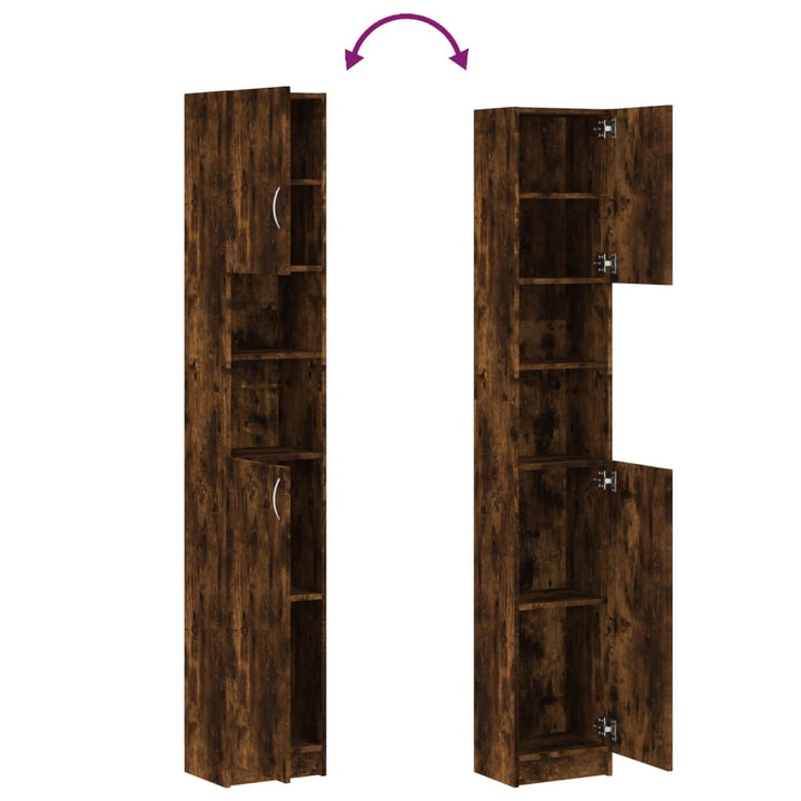 Dulap De Baie, Stejar Fumuriu, 32X25,5X190 Cm, Lemn Prelucrat