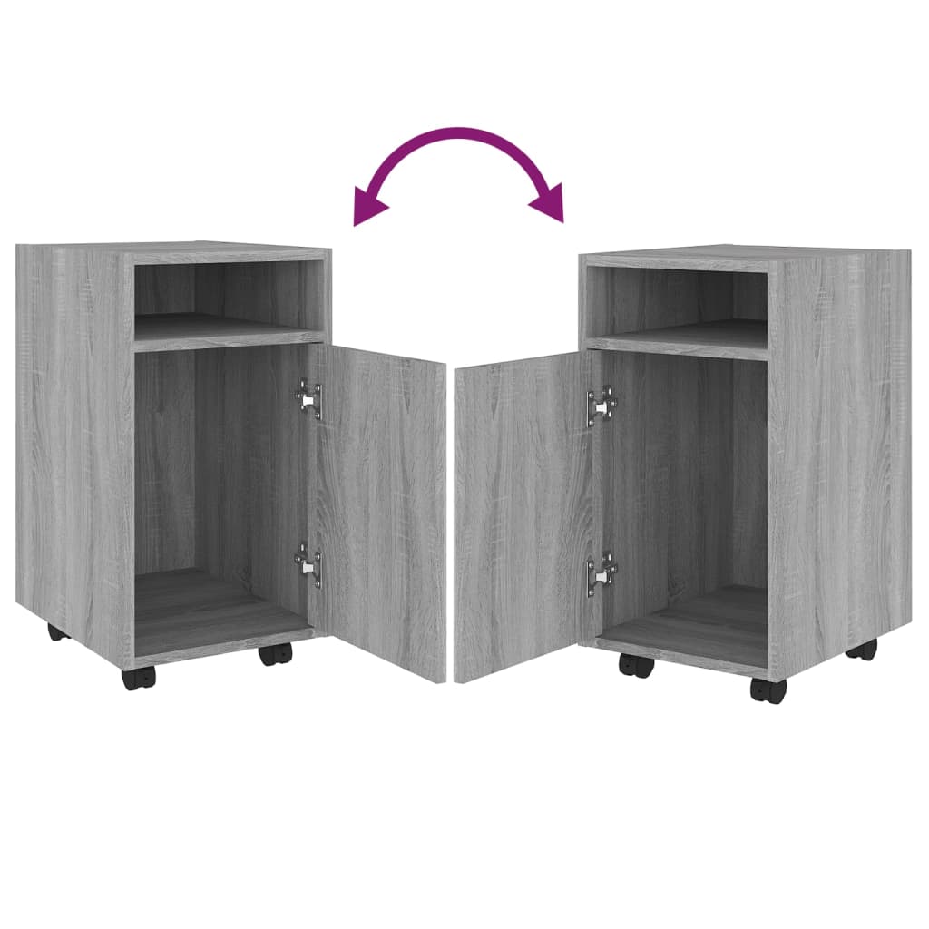 Dulap Lateral Cu Roți Gri Sonoma 33X38X60 Cm Lemn Prelucrat