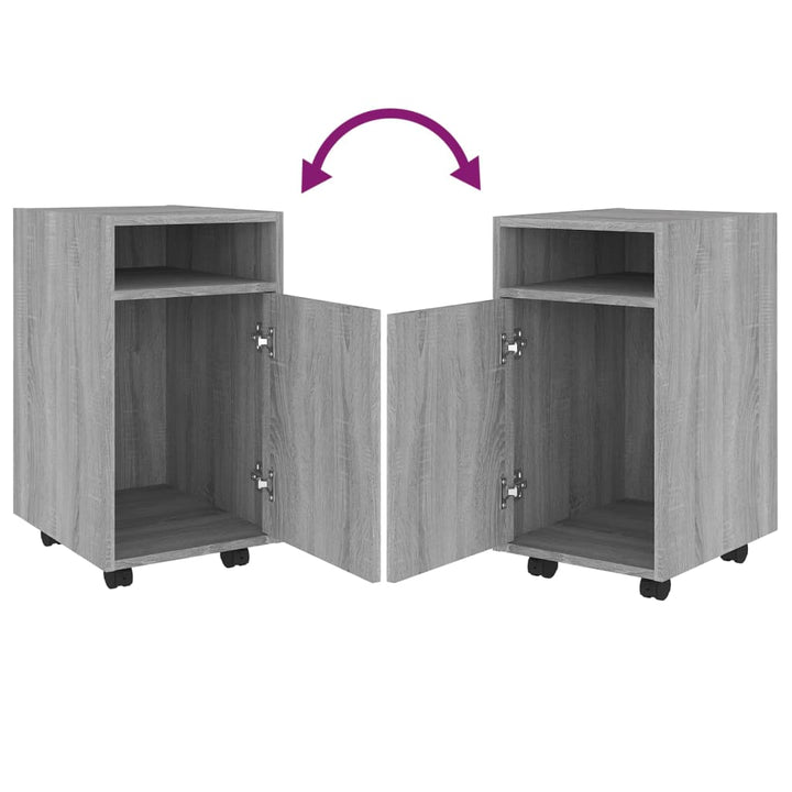 Dulap Lateral Cu Roți Gri Sonoma 33X38X60 Cm Lemn Prelucrat
