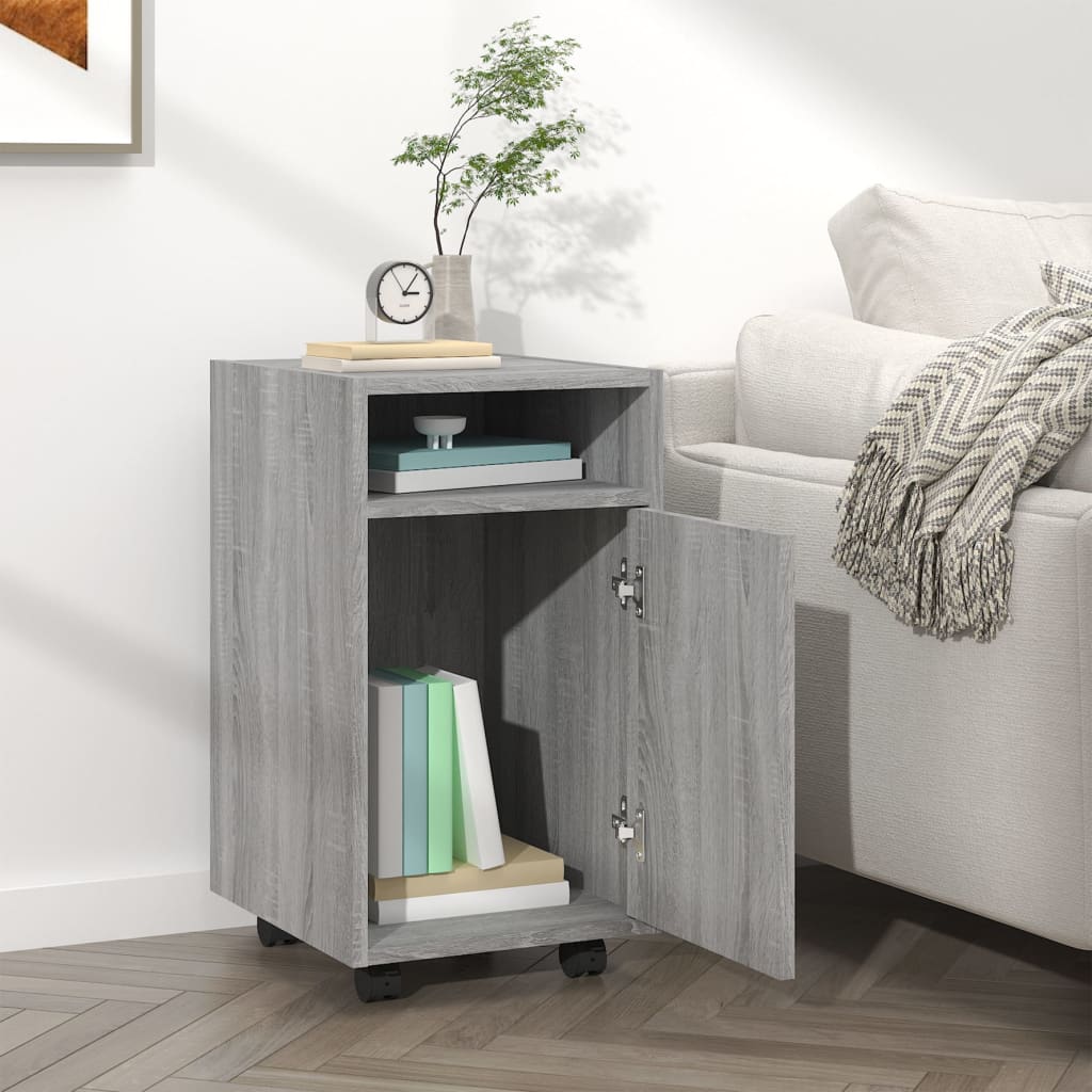 Dulap Lateral Cu Roți Gri Sonoma 33X38X60 Cm Lemn Prelucrat