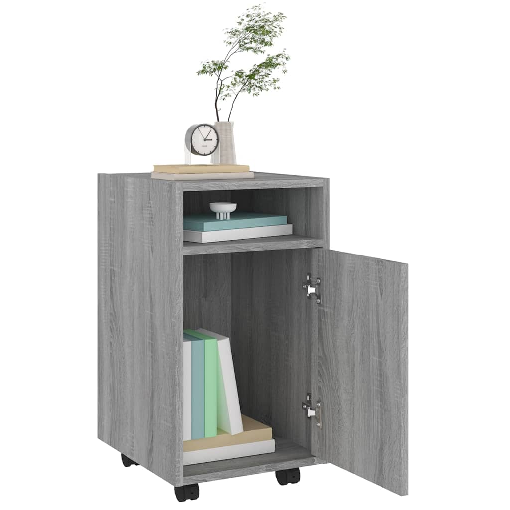 Dulap Lateral Cu Roți Gri Sonoma 33X38X60 Cm Lemn Prelucrat