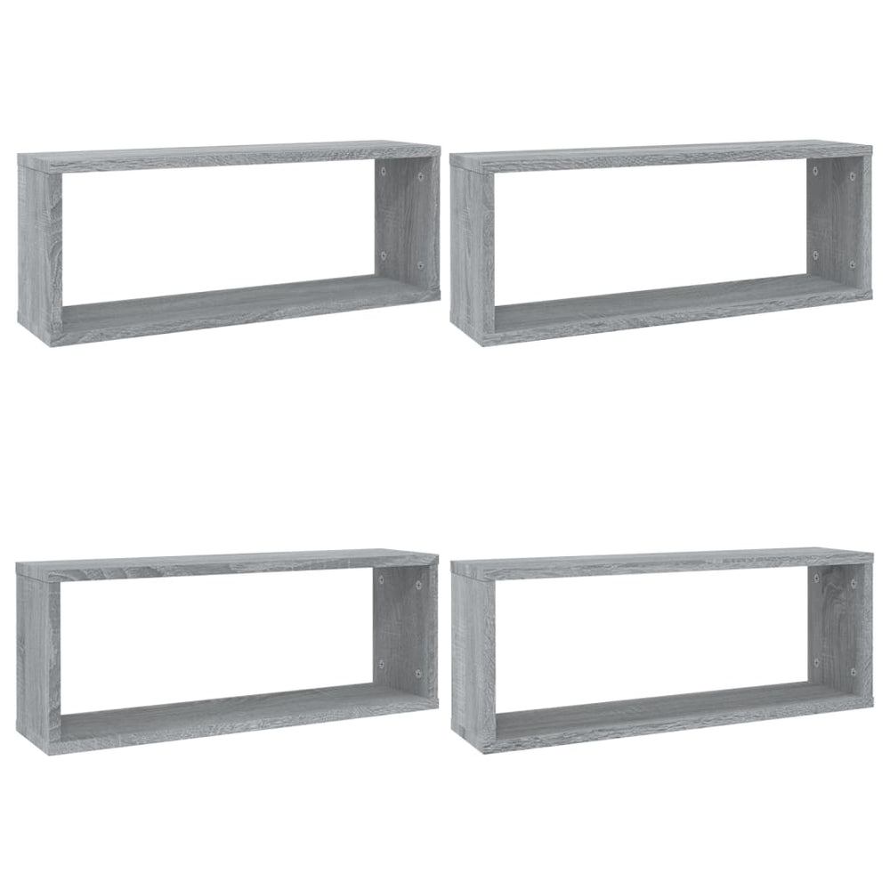 Rafturi De Perete Cub, 4 Buc., Gri Sonoma, 60X15X23 Cm, Lemn