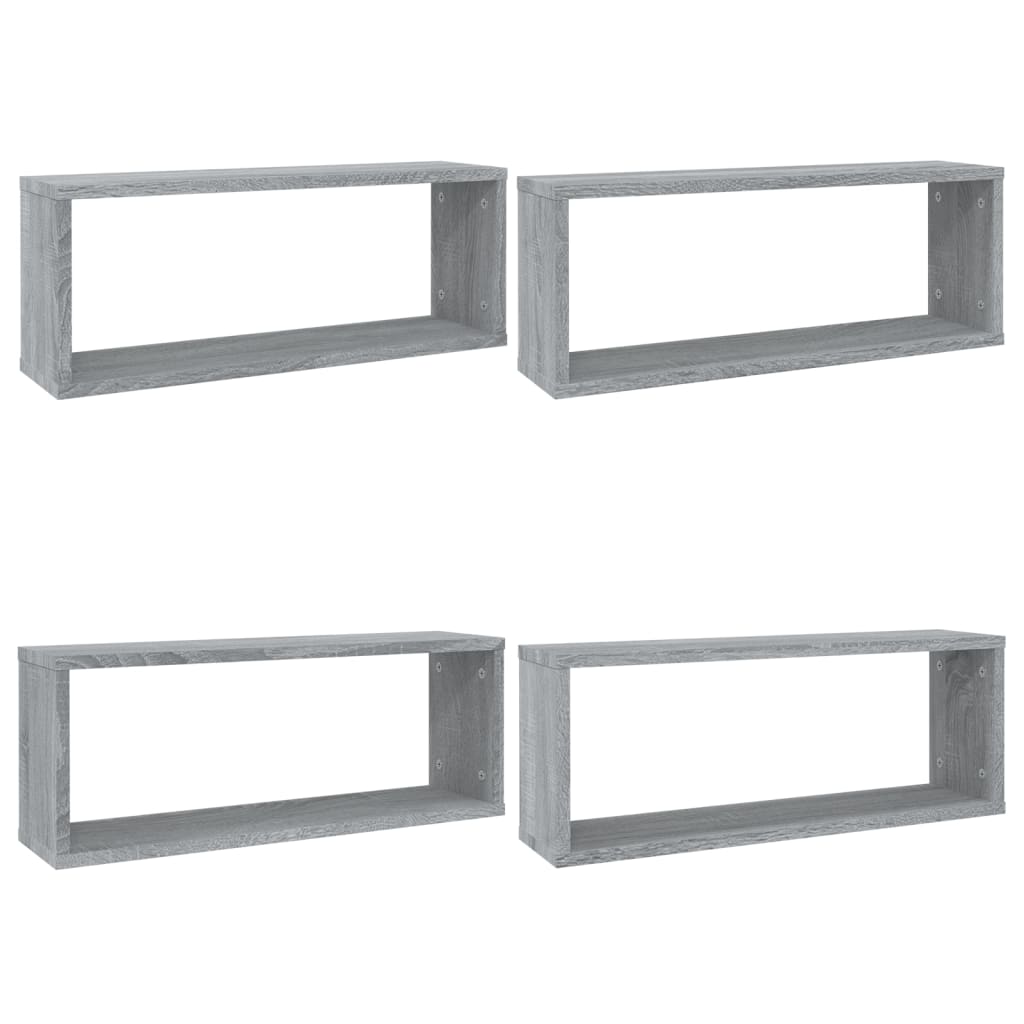 Rafturi De Perete Cub, 4 Buc., Gri Sonoma, 60X15X23 Cm, Lemn