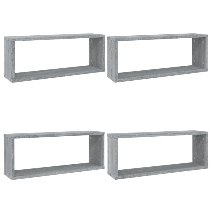 Rafturi De Perete Cub, 4 Buc., Gri Sonoma, 60X15X23 Cm, Lemn