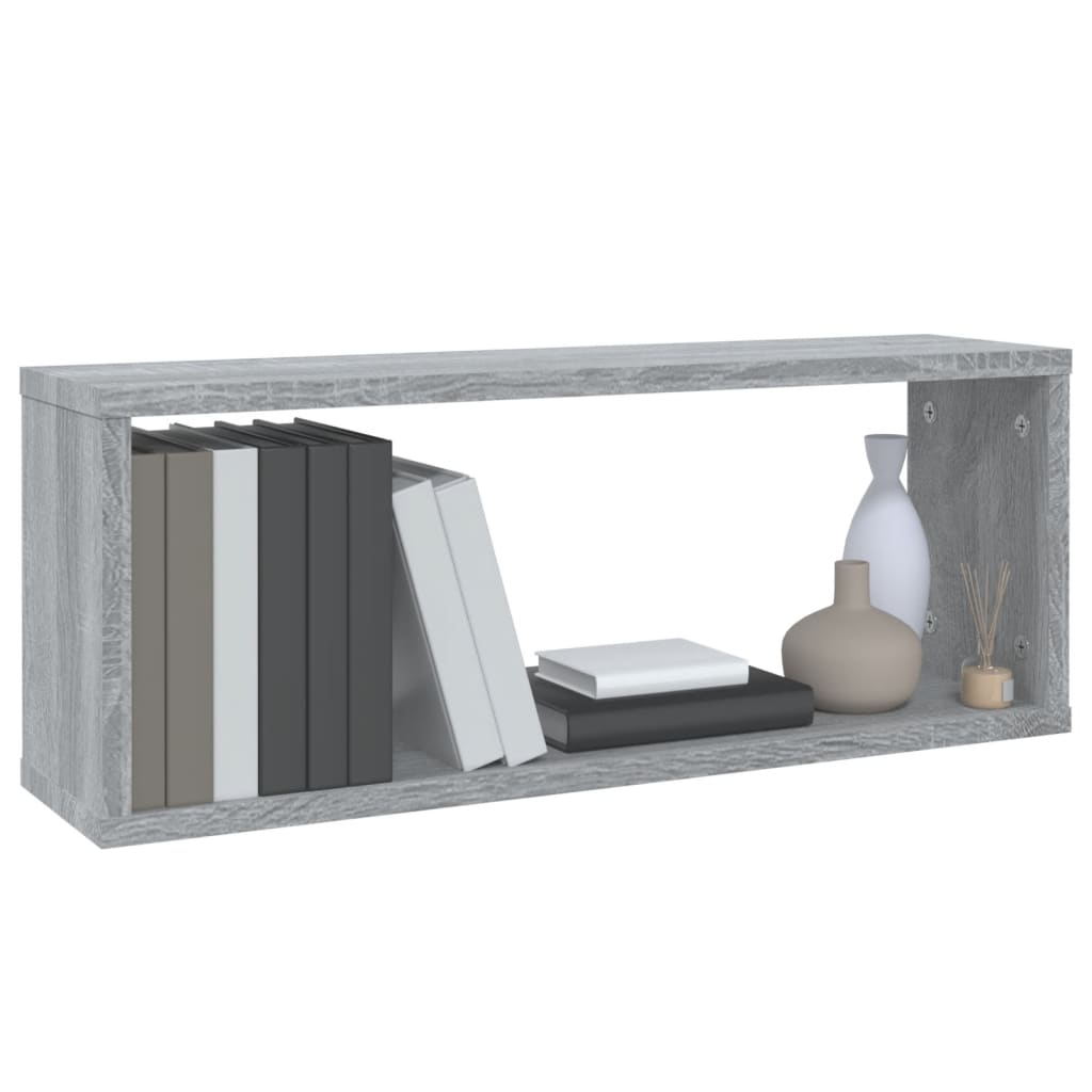 Rafturi De Perete Cub, 4 Buc., Gri Sonoma, 60X15X23 Cm, Lemn
