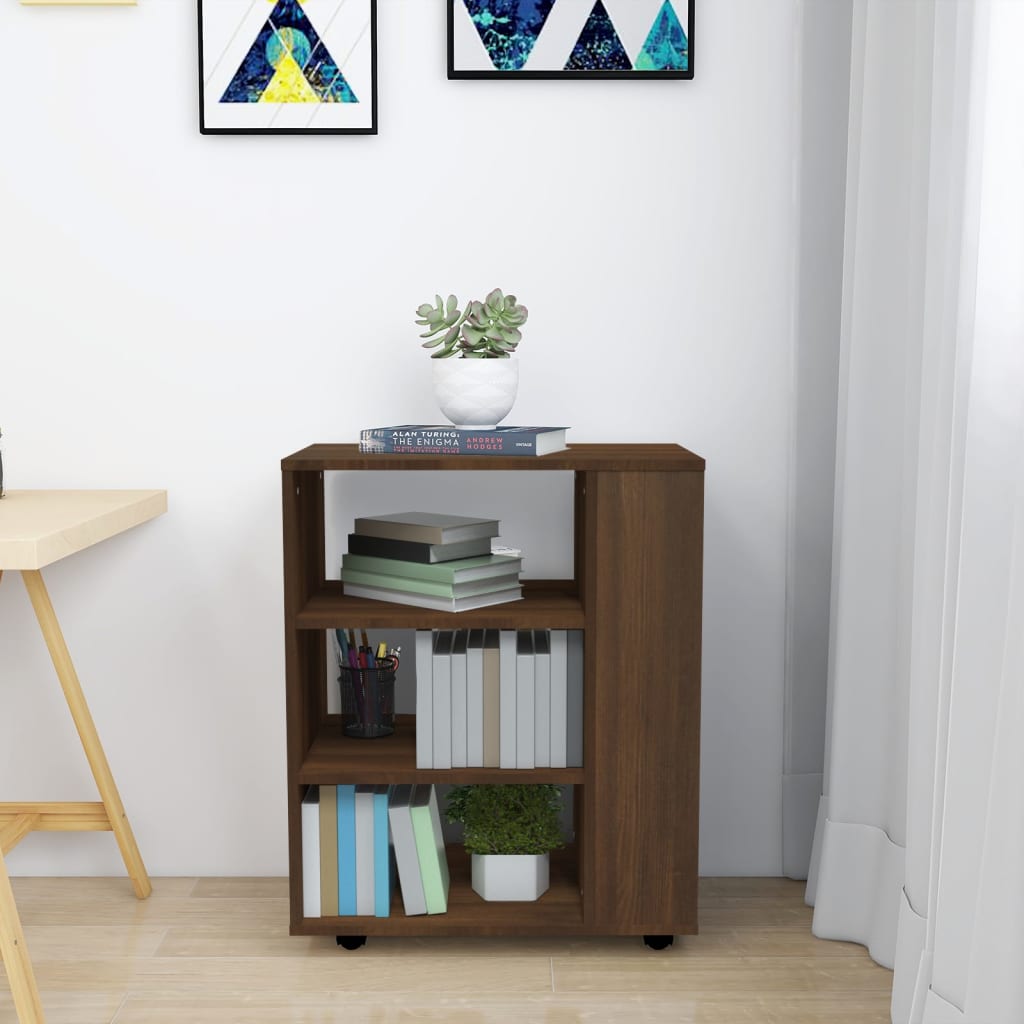 Dulap Cu Roți, Stejar Maro, 60X35X75 Cm, Lemn Prelucrat
