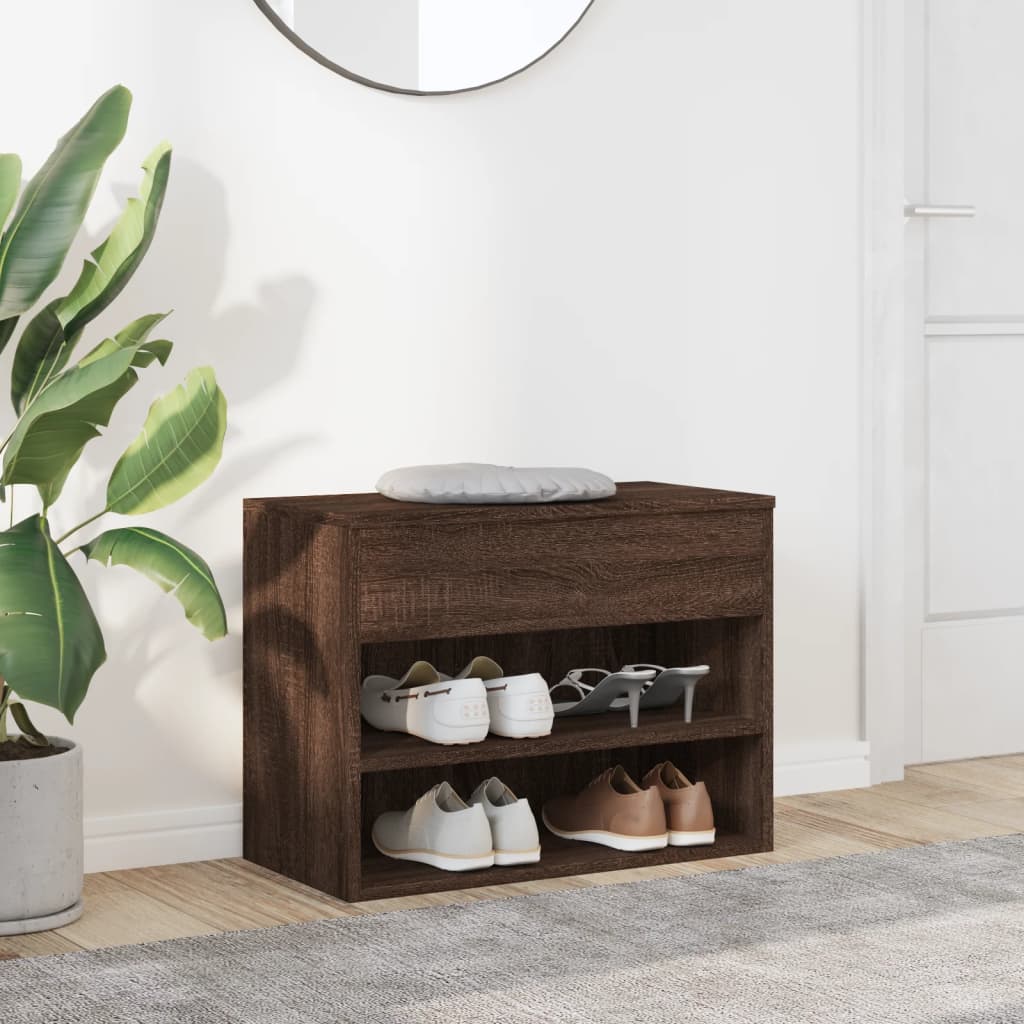 Bancă Pentru Pantofi Stejar Maro 60X30X45 Cm Lemn Prelucrat