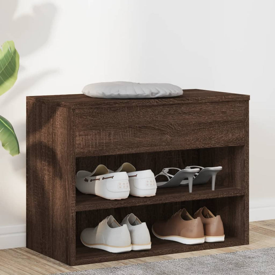 Bancă Pentru Pantofi Stejar Maro 60X30X45 Cm Lemn Prelucrat