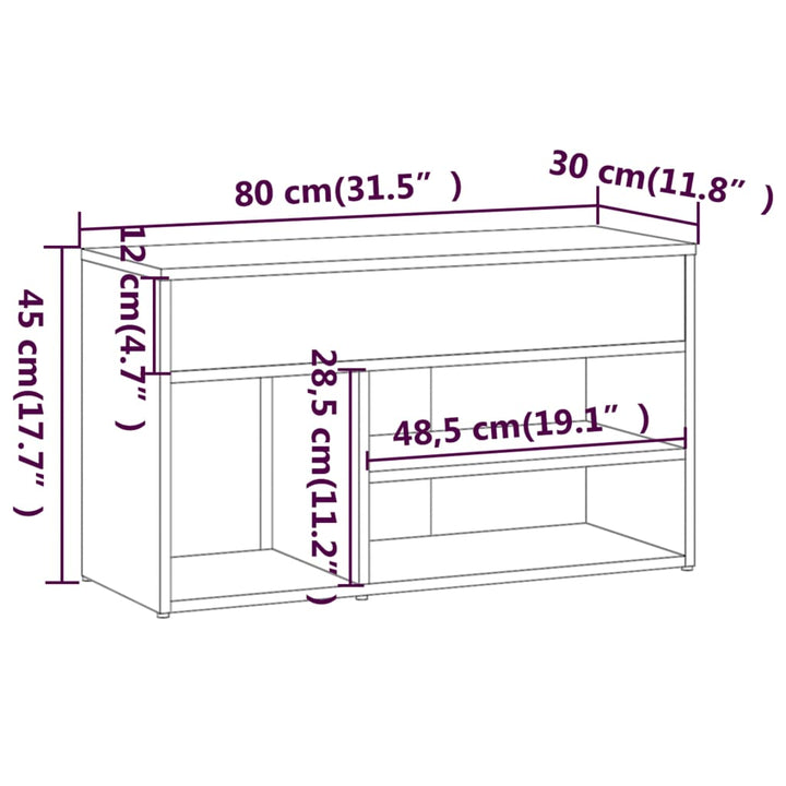 Bancă Pentru Pantofi Stejar Sonoma 80X30X45 Cm Lemn Prelucrat