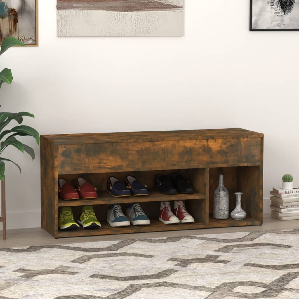 Bancă Pentru Pantofi Stejar Fumuriu 105X30X45 Cm Lemn Prelucrat