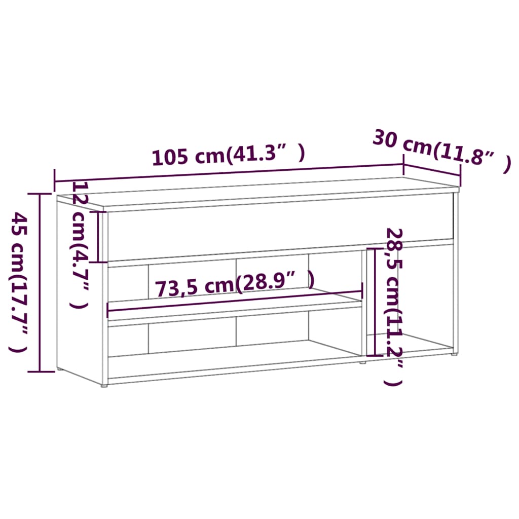 Bancă Pentru Pantofi Stejar Fumuriu 105X30X45 Cm Lemn Prelucrat