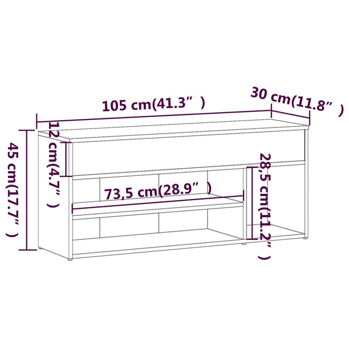 Bancă Pentru Pantofi Stejar Fumuriu 105X30X45 Cm Lemn Prelucrat