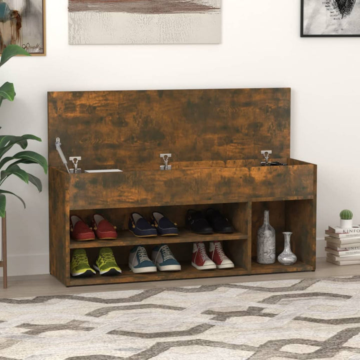 Bancă Pentru Pantofi Stejar Fumuriu 105X30X45 Cm Lemn Prelucrat