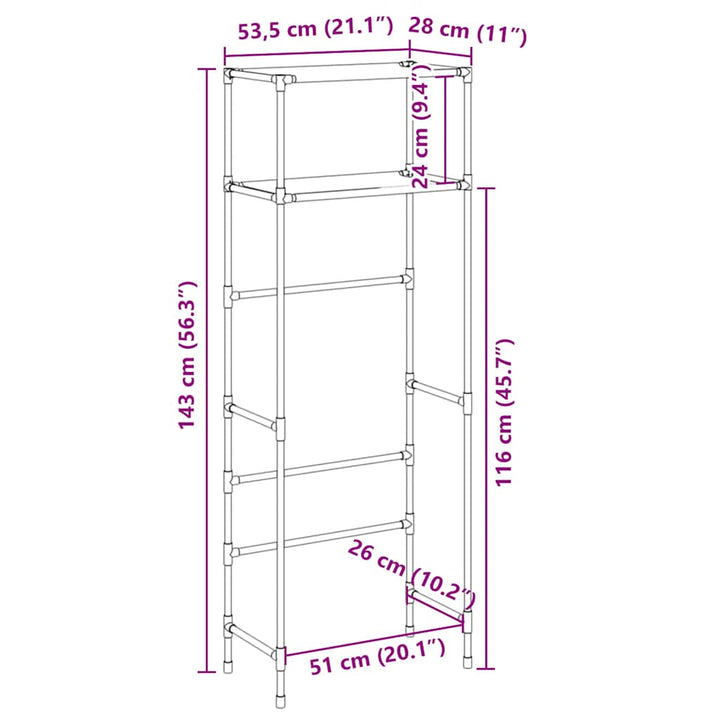 Etajeră Deasupra Toaletei 2 Polițe, , 53,5X28X143 Cm, Fier