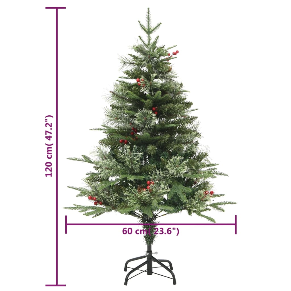 Brad De Crăciun Pre-Iluminat Conuri De Pin Verde 120 Cm Pvc/Pe