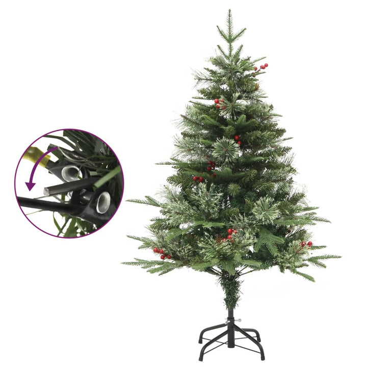 Brad De Crăciun Pre-Iluminat Conuri De Pin Verde 120 Cm Pvc/Pe