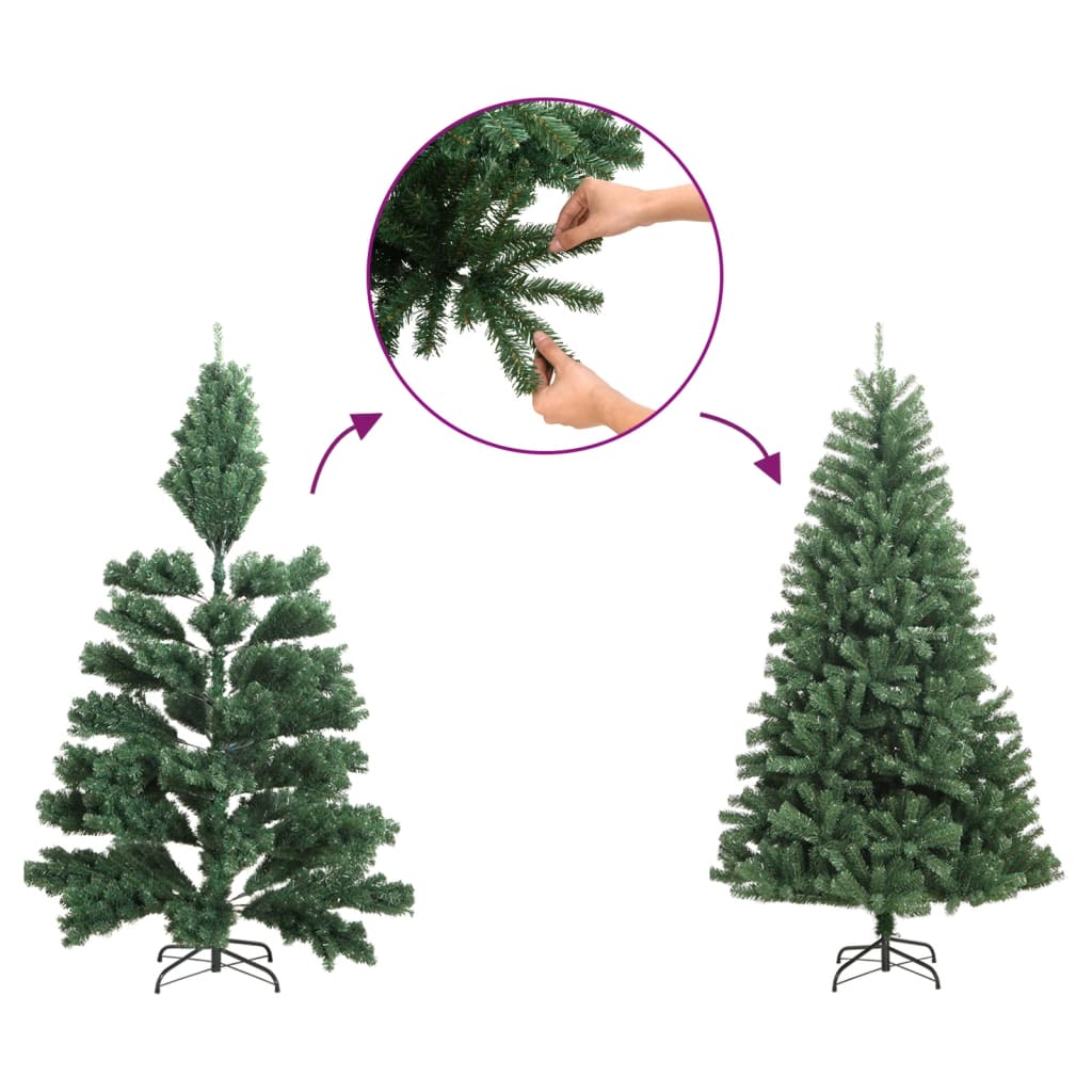 Brad De Crăciun Pre-Iluminat Conuri De Pin Verde 120 Cm Pvc/Pe