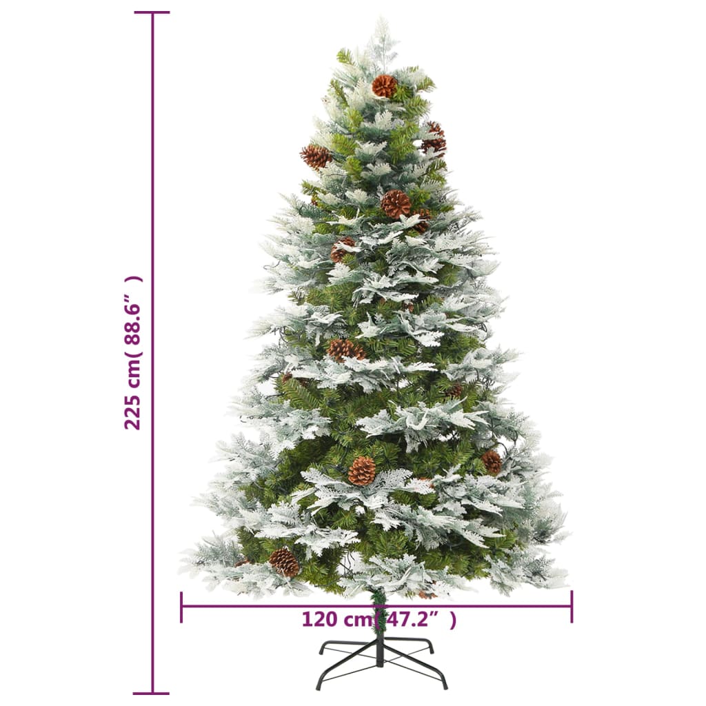 Brad De Crăciun Pre-Iluminat Conuri De Pin Verde 225 Cm Pvc&Pe