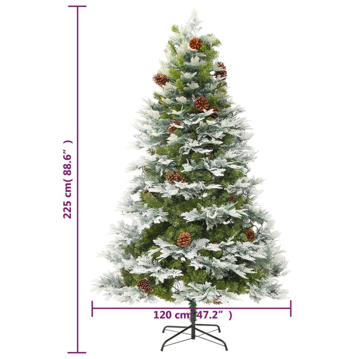 Brad De Crăciun Pre-Iluminat Conuri De Pin Verde 225 Cm Pvc&Pe